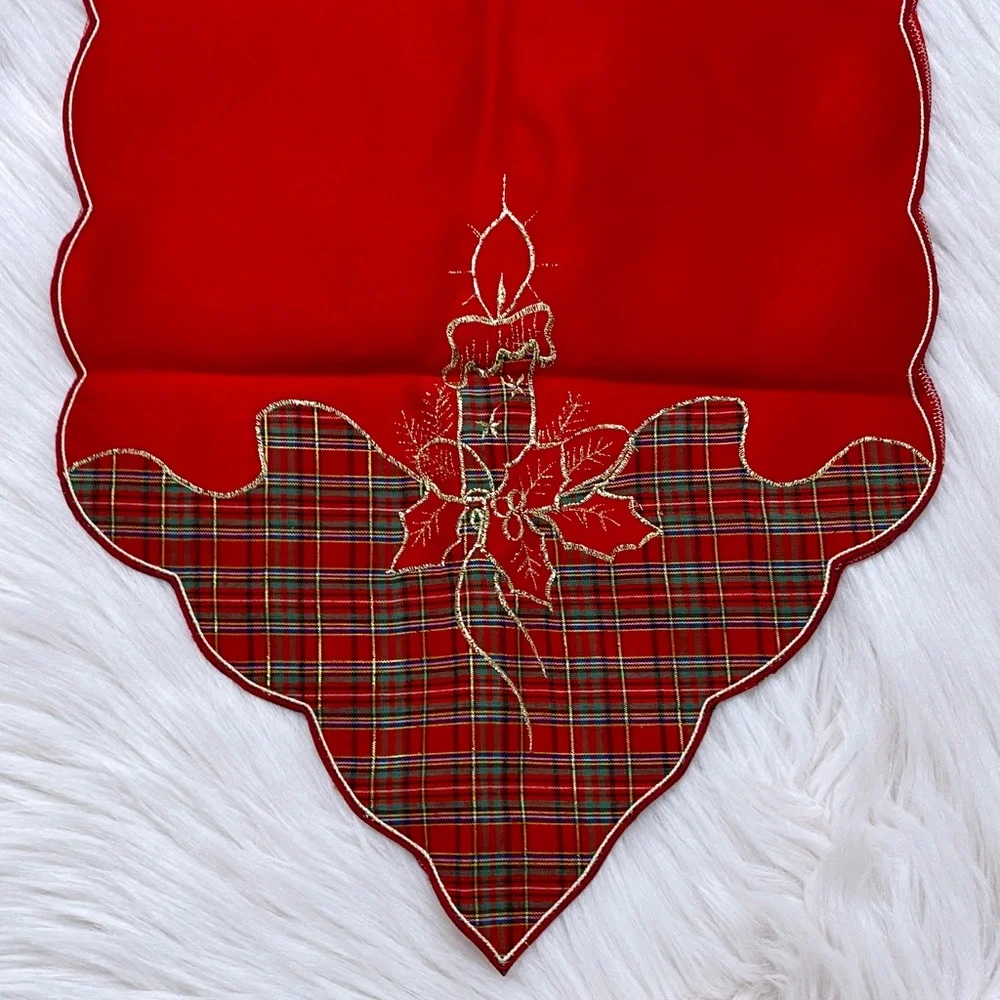 2 Piece Red Christmas Table Cloth and Runner Set